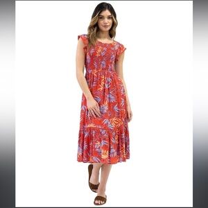 LOST + WANDER ANTHROPOLOGIE Floral Midi Dress